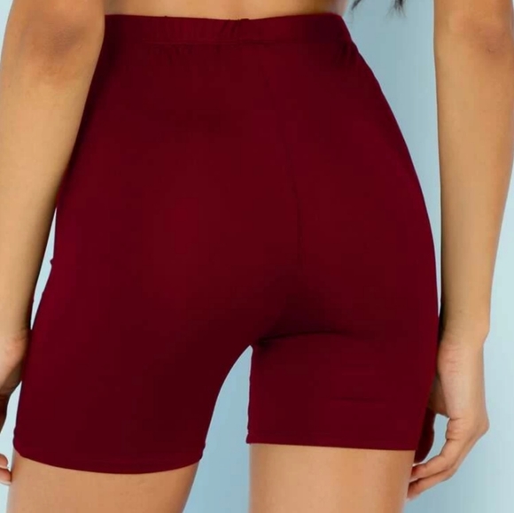 ❤ High Rise Biker Shorts- Red ❤ - Picture 2 of 4